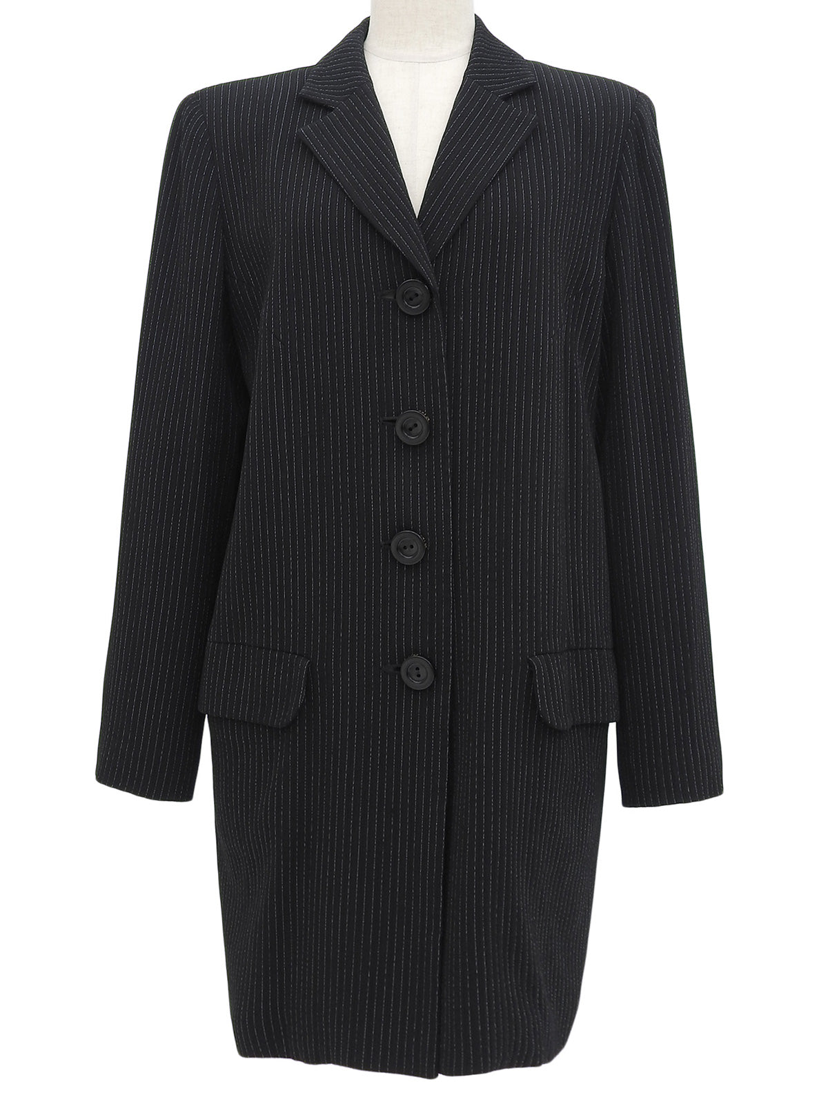 ウールストライプパターンジャケット ブラック