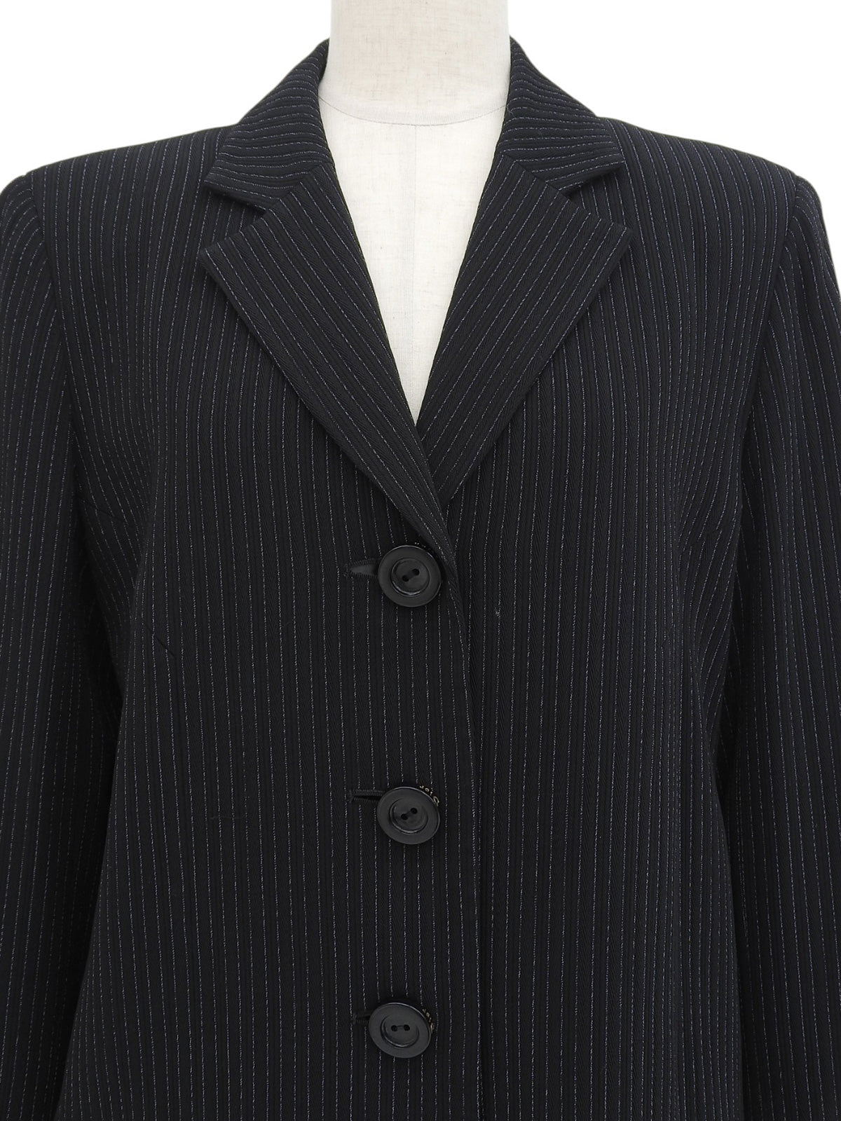 ウールストライプパターンジャケット ブラック