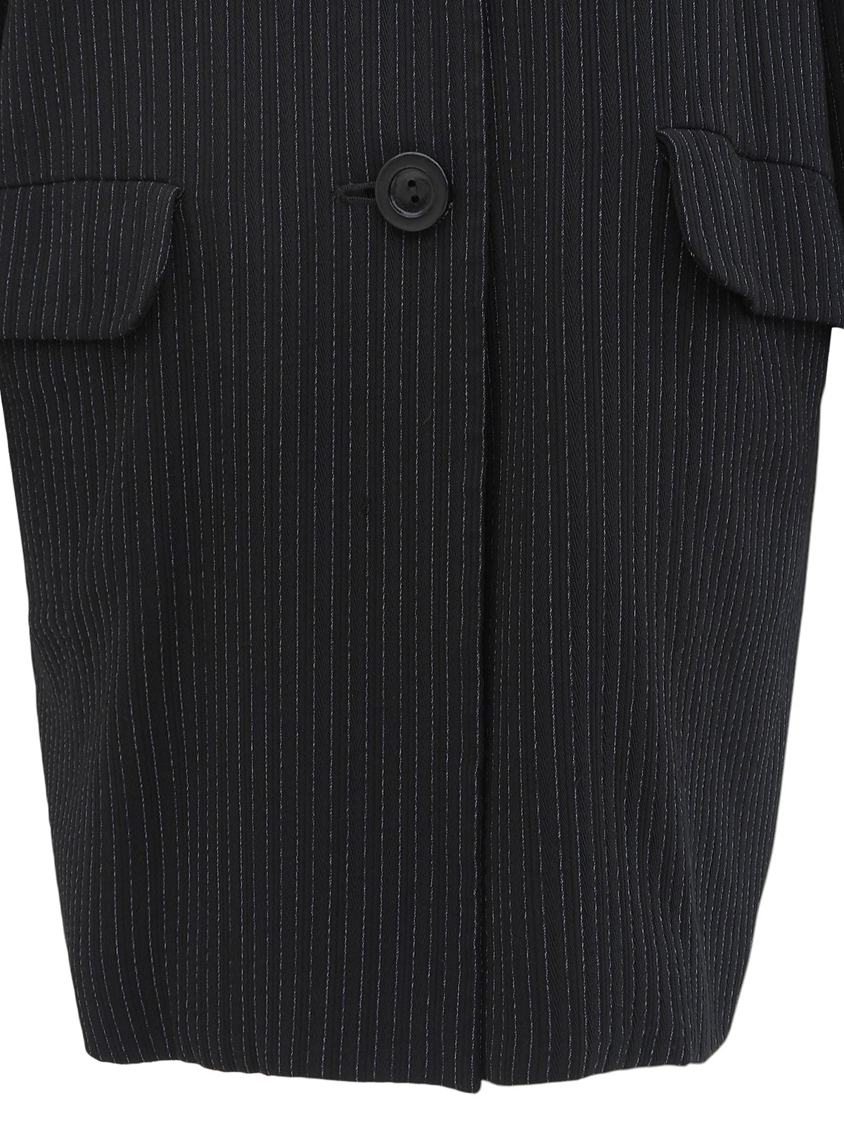 Wool striped pattern jacket in black