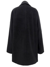 Logo Button Wool Coat in Black