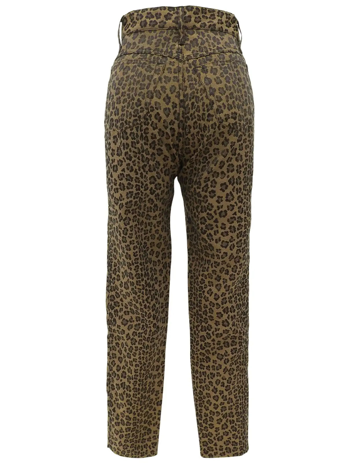 レオパードパターンロゴボタンパンツ ブラウン