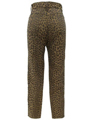 レオパードパターンロゴボタンパンツ ブラウン