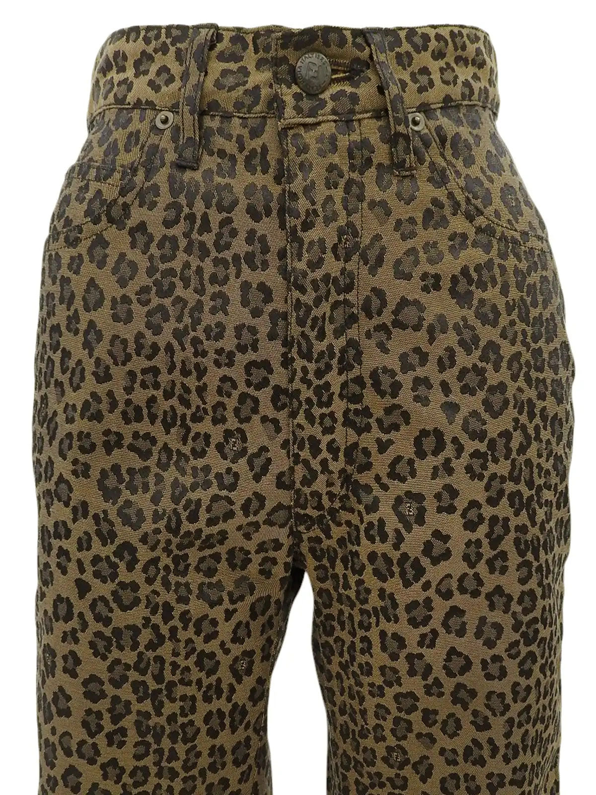 レオパードパターンロゴボタンパンツ　ブラウン