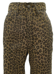 レオパードパターンロゴボタンパンツ ブラウン