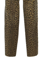 レオパードパターンロゴボタンパンツ ブラウン