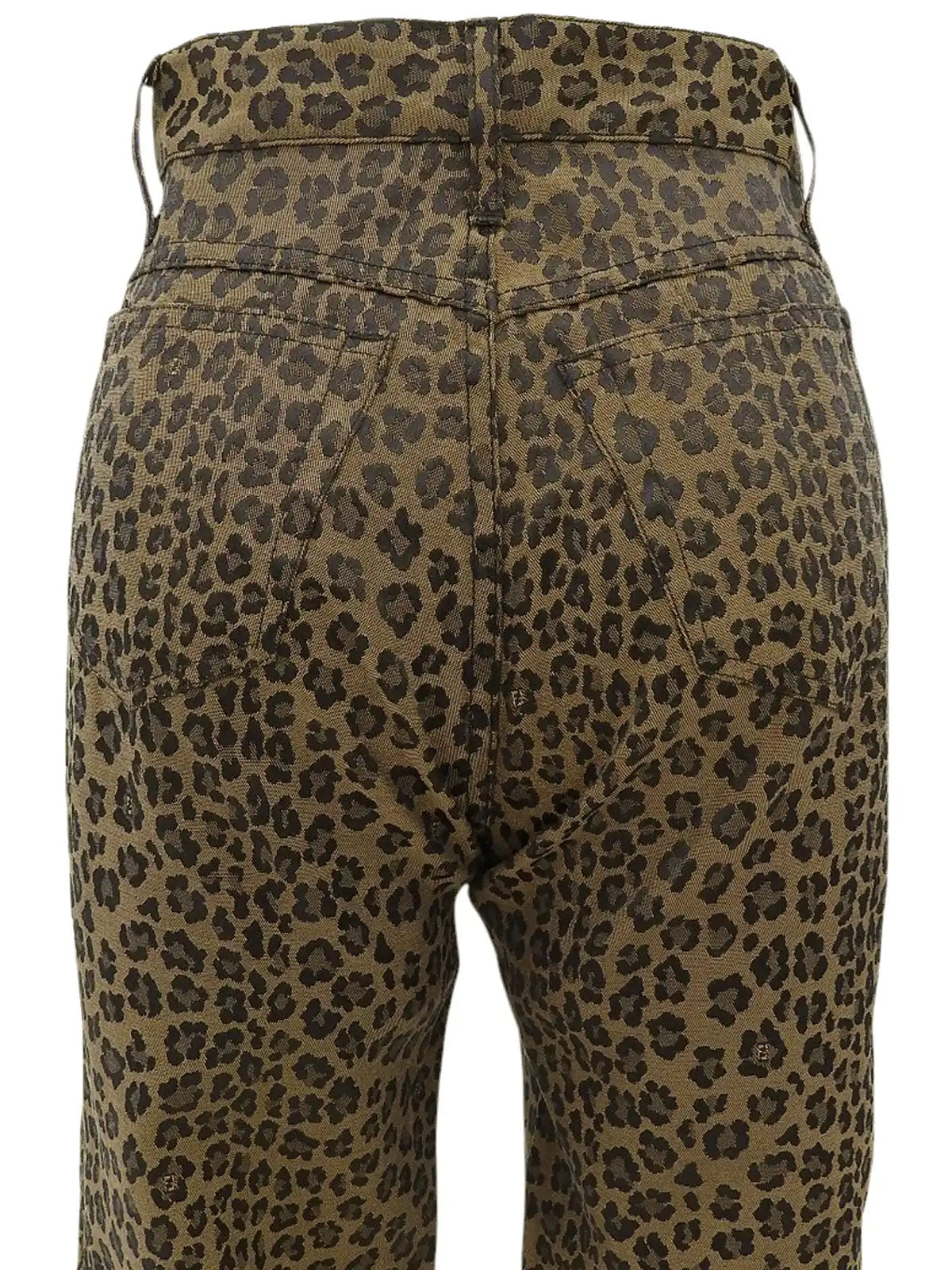 レオパードパターンロゴボタンパンツ ブラウン