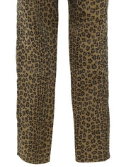 レオパードパターンロゴボタンパンツ ブラウン