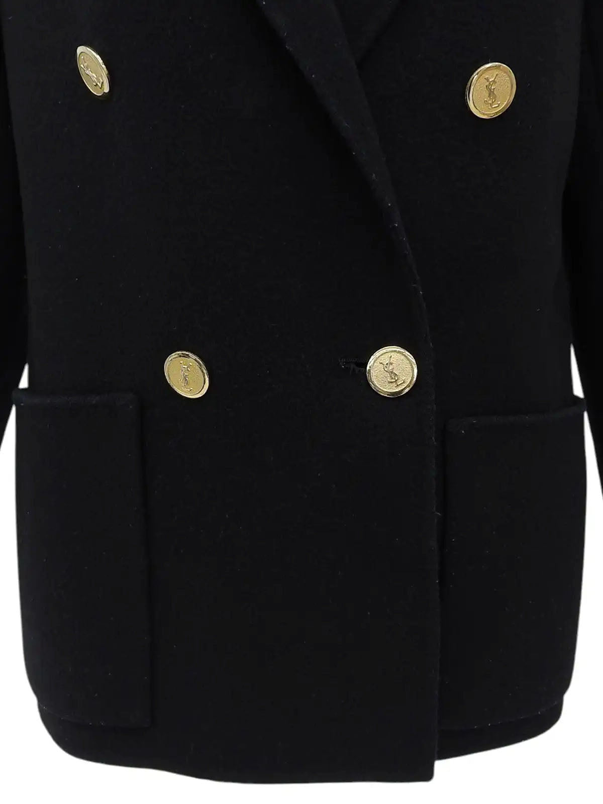 Wool logo button double-breasted jacket in black