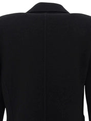 Wool logo button double-breasted jacket in black