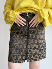 Zucca印花半身裙 棕色