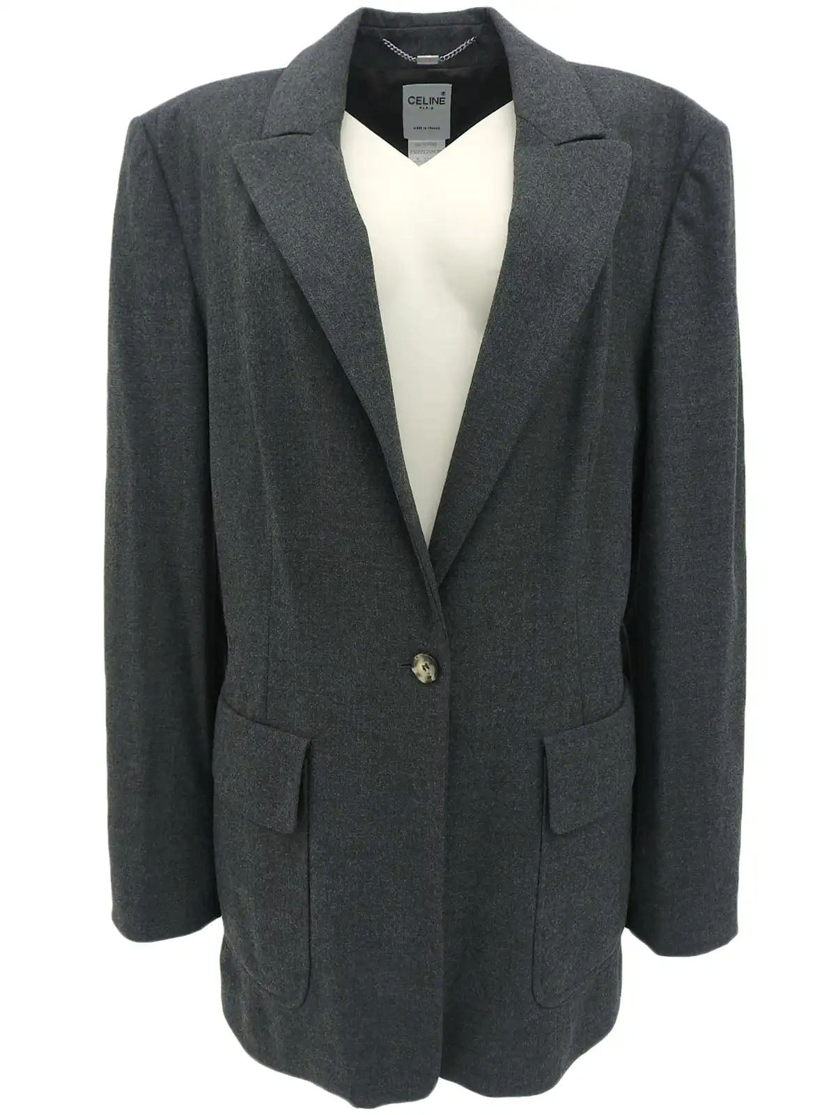 ウールロゴボタンジャケット　グレー