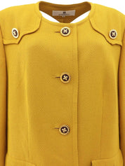 ウールデザインロゴボタンノーカラージャケット マスタード