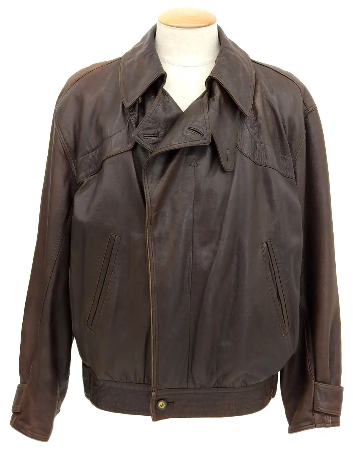 Brown leather flight jacket