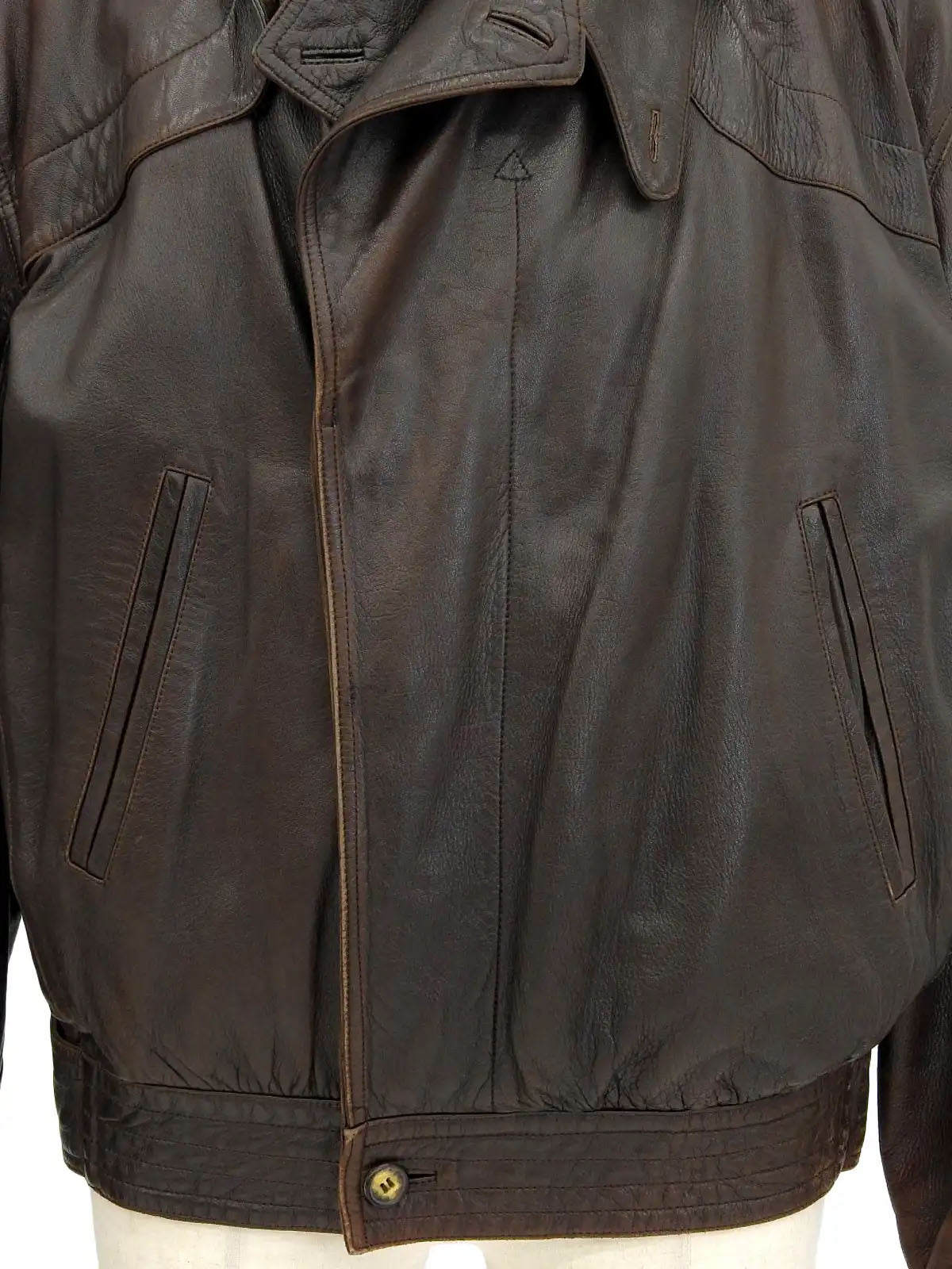 Brown leather flight jacket
