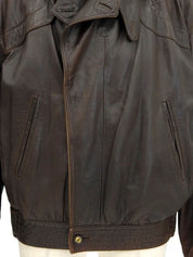 Brown leather flight jacket
