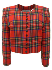 格纹图案短夹克 红色/彩色