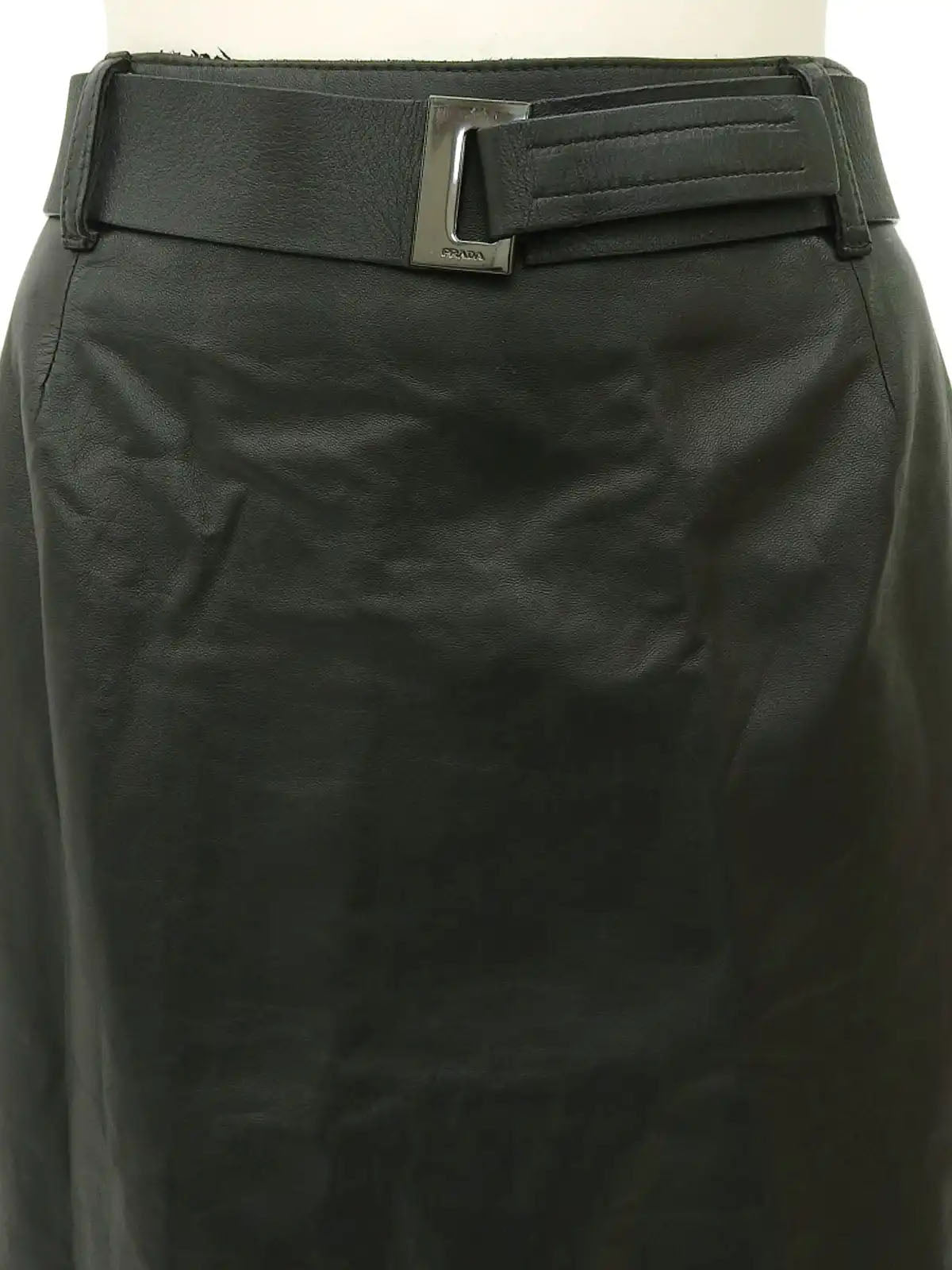 ロゴプレートレザースカート ブラック