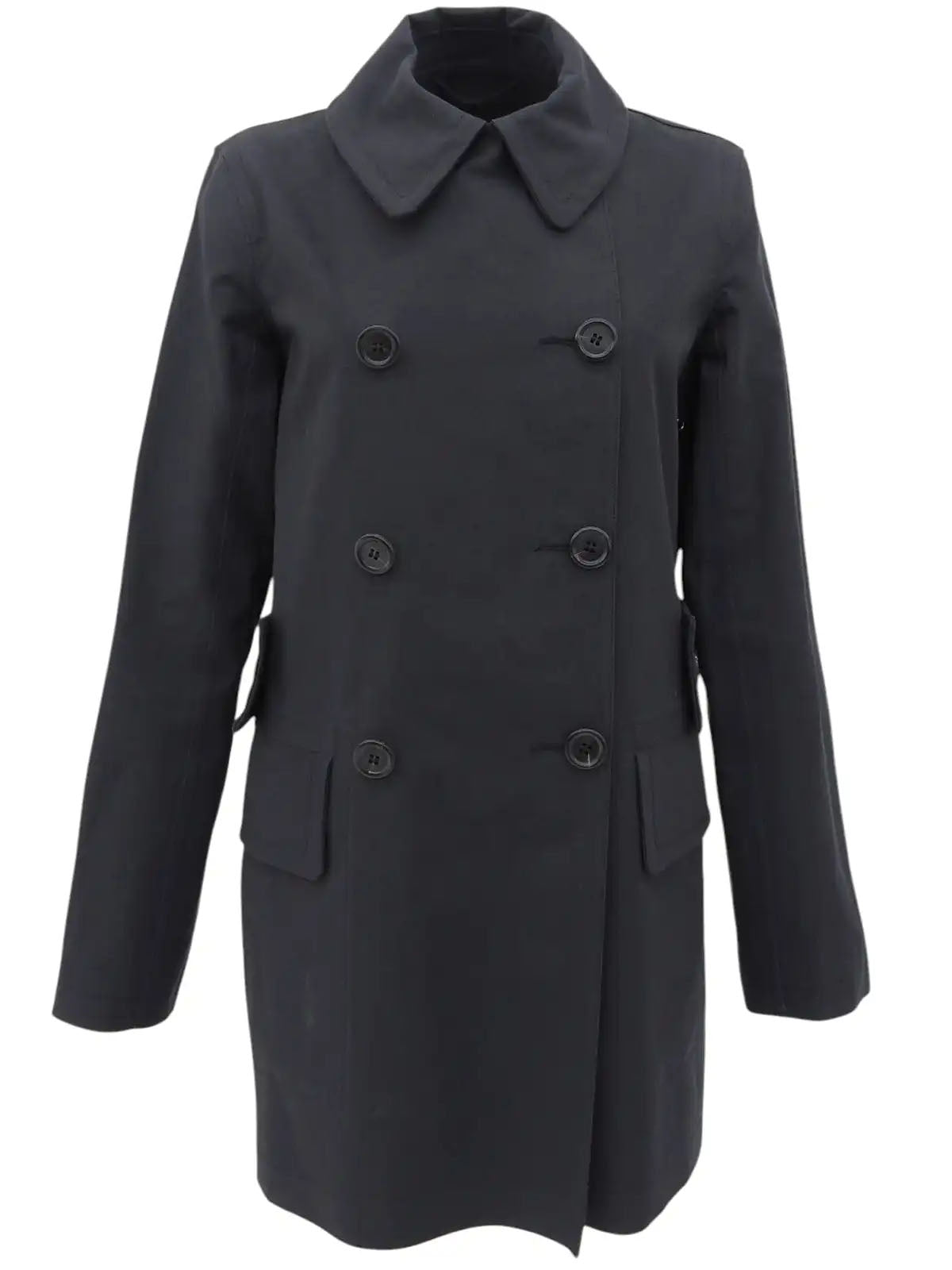 Mackintosh collaboration logo button trench coat in charcoal gray