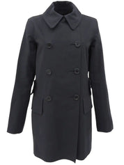 Mackintosh collaboration logo button trench coat in charcoal gray