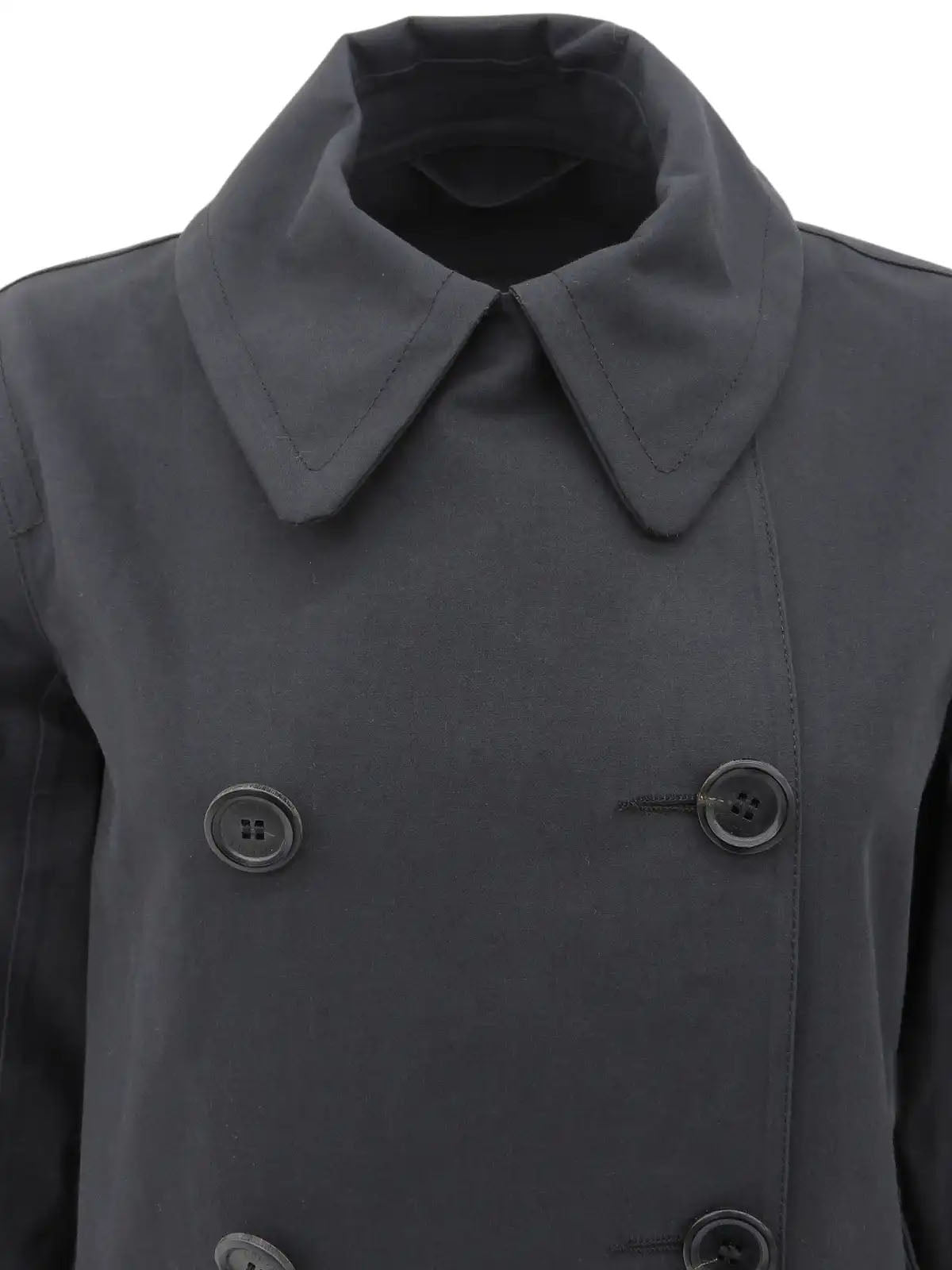 Mackintosh collaboration logo button trench coat in charcoal gray