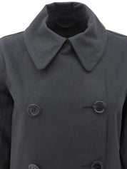 Mackintosh collaboration logo button trench coat in charcoal gray