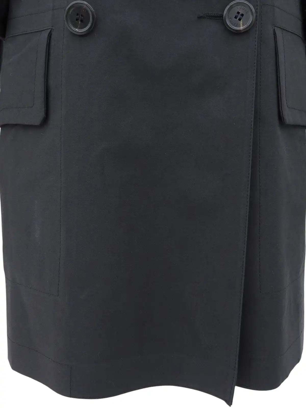 Mackintosh collaboration logo button trench coat in charcoal gray