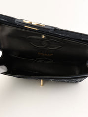 2001 Canvas Icon Pattern Classic Flap Chain Bag 25cm Black