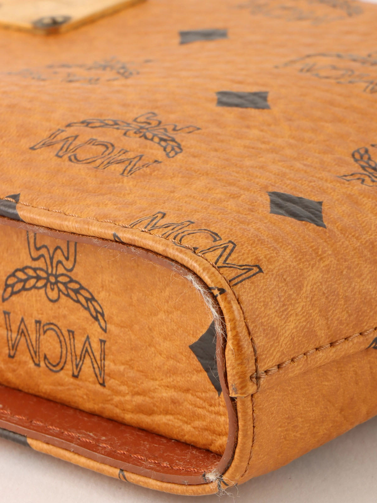 标志图案肩背包 驼色