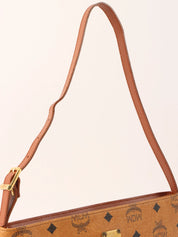 标志图案肩背包 驼色