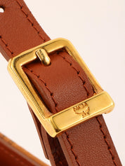 Logo Pattern Shoulder Bag in Camel