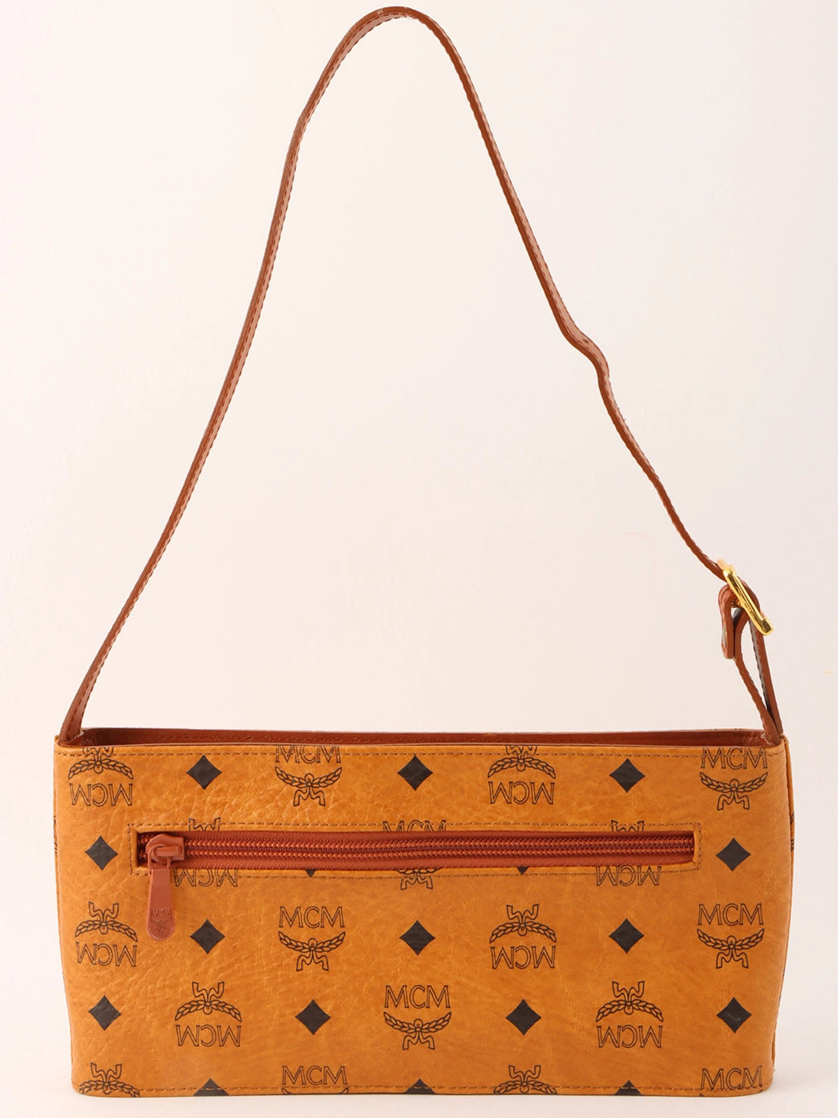 标志图案肩背包 驼色