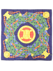 チェックパターンマカダムモチーフスカーフ ネイビー／グリーン／マルチ