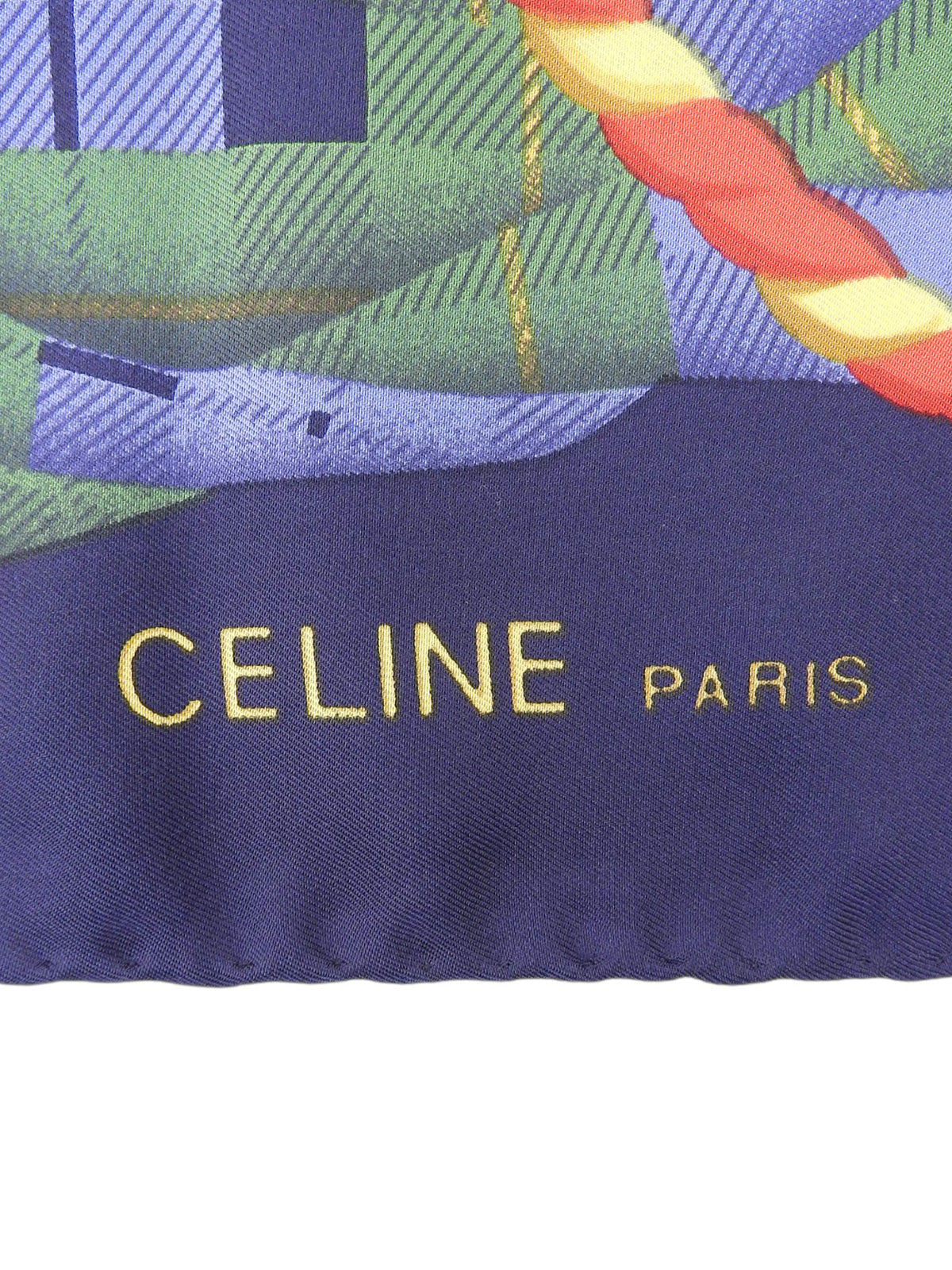 チェックパターンマカダムモチーフスカーフ ネイビー／グリーン／マルチ