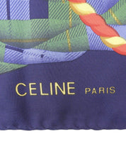 チェックパターンマカダムモチーフスカーフ ネイビー／グリーン／マルチ