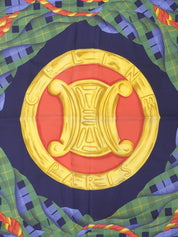 チェックパターンマカダムモチーフスカーフ ネイビー／グリーン／マルチ