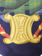 チェックパターンマカダムモチーフスカーフ ネイビー／グリーン／マルチ