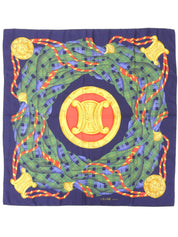 チェックパターンマカダムモチーフスカーフ ネイビー／グリーン／マルチ