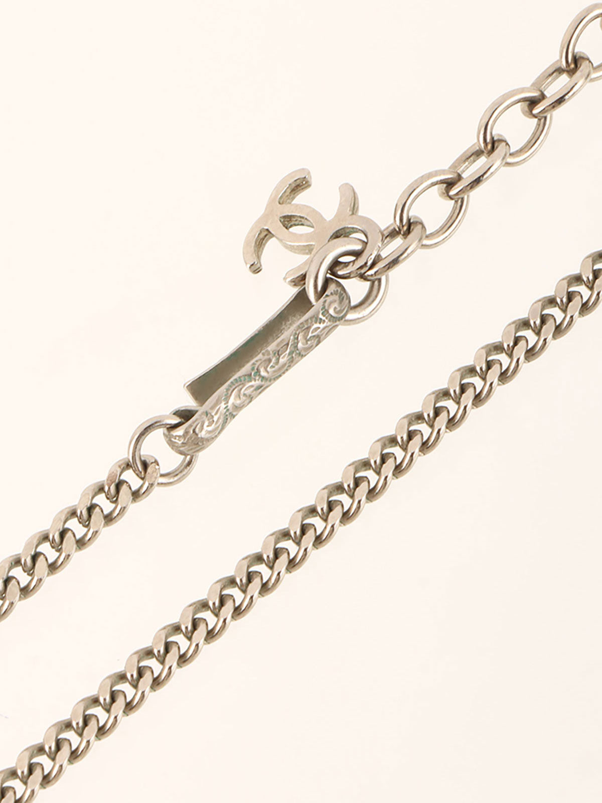 Round CC Mark Plate Necklace Brown/Silver