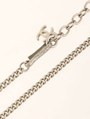 Round CC Mark Plate Necklace Brown/Silver