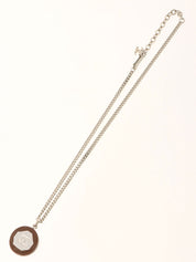 Round CC Mark Plate Necklace Brown/Silver