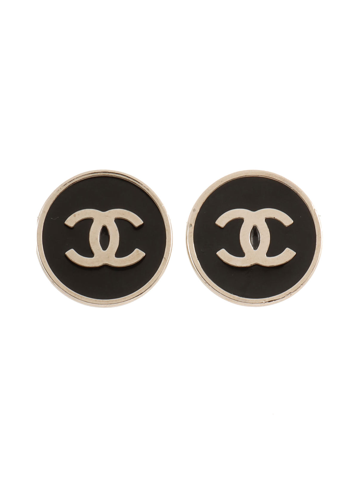 2004年製 ラウンドCCマークイヤリング ブラック/シルバー