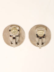 2004 Round CC Mark Earrings Black/Silver
