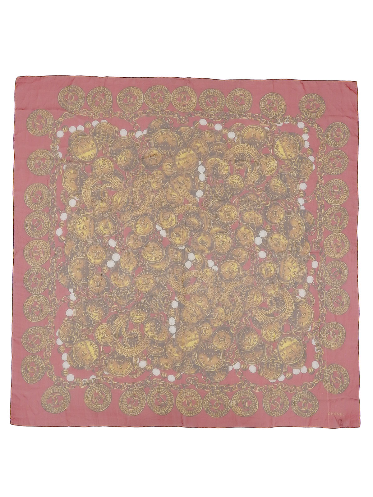Chain Coin Pattern Scarf in Red/Multi