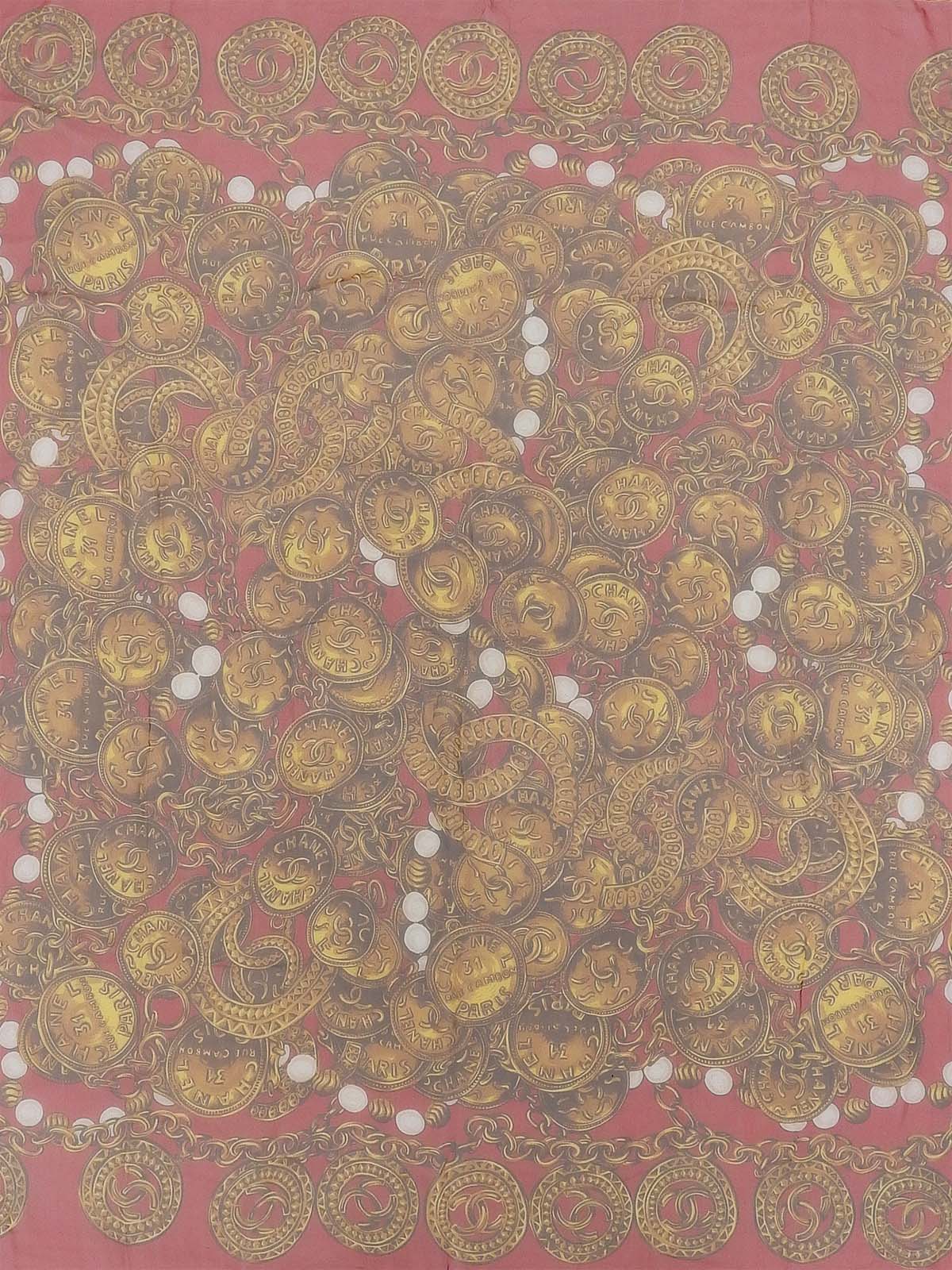 Chain Coin Pattern Scarf in Red/Multi