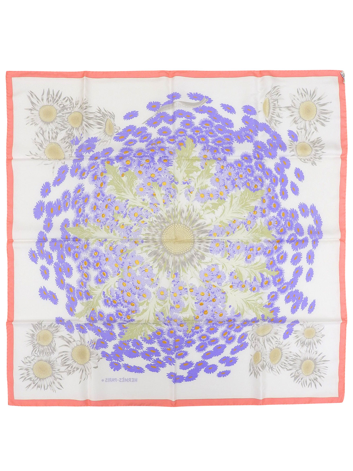 Carré 90 FLEURS et CARLINES 图案围巾 白色/多色