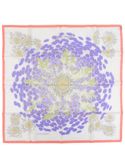 Carré 90 FLEURS et CARLINES 图案围巾 白色/多色