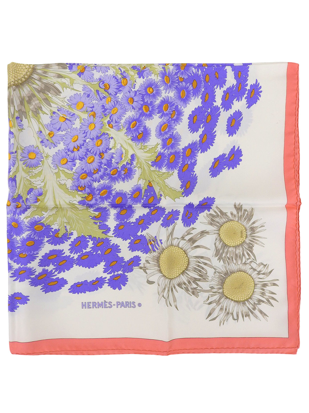 Carré 90 FLEURS et CARLINES 图案围巾 白色/多色