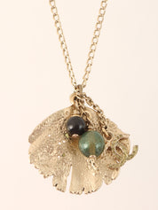 2011 Leaf Motif Beaded CC Mark Necklace in Gold/Green/Black