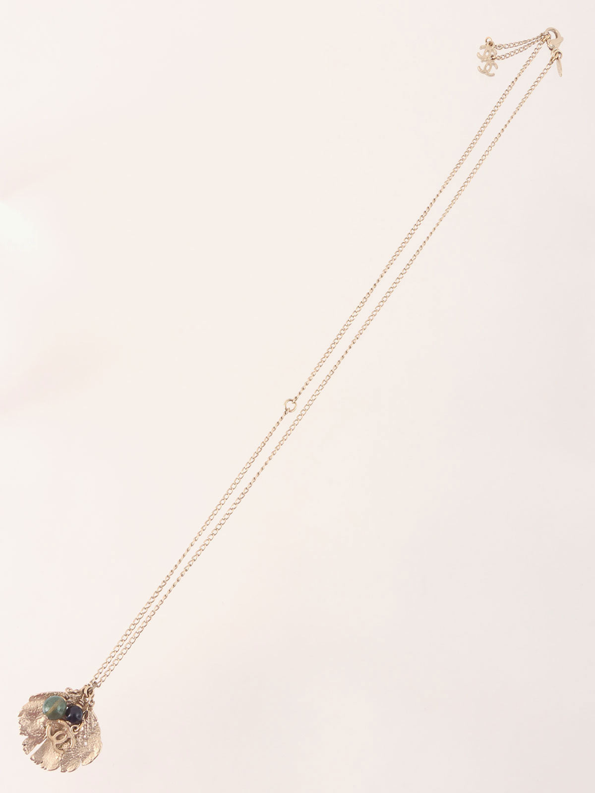 2011 Leaf Motif Beaded CC Mark Necklace in Gold/Green/Black