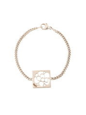 Square Camellia Cutout Bracelet in Silver